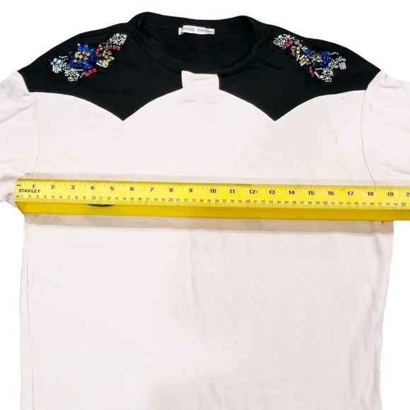 Zara W/B Collection Rhinestone Beaded Jewel White Black Sweater Dress Size S - Picture 12 of 16